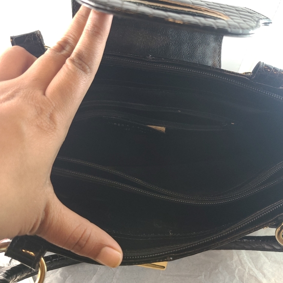 Classic Elegance: Vintage Maggio & Rosetto Cocco Ligator Black Bag - Picture 8 of 11